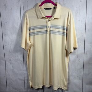 Travis Mathew Polo Shirt Mens Golf Yellow Striped Pima Cotton Athletic Size XL